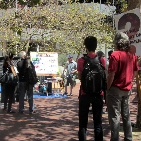 FRANK DOES SKETCH BOARD EVANGELISM IN FINANCIAL DISTRICT